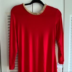 Calvin Klein red dress gold accent collar brand new with tags never worn size 6